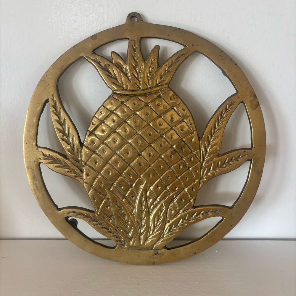 Vintage Brass Pineapple Trivet Hot Stove Oven Pot/Pan Plate Holder Home Decor